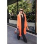 Παλτό με μαλλί και ζώνη - Πορτοκαλί