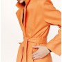 Παλτό με μαλλί και ζώνη - Πορτοκαλί