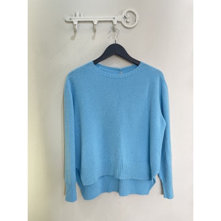 Πλεκτό πουλόβερ basic γαλάζιο